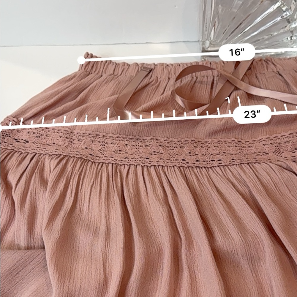 🆕 Pale Mauve Crochet Lace Maxi Skirt XL – Flowy Western Boho 🆕 - Picture 11 of 14